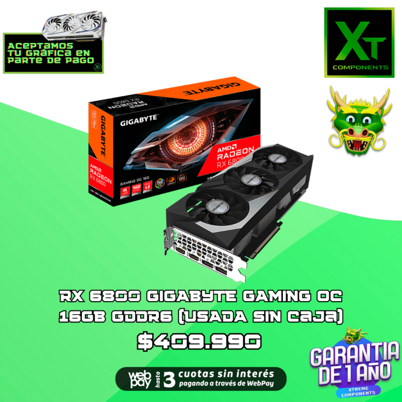 RX 6800 GIGABYTE 16GB GDDR6 (USADA SIN CAJA)