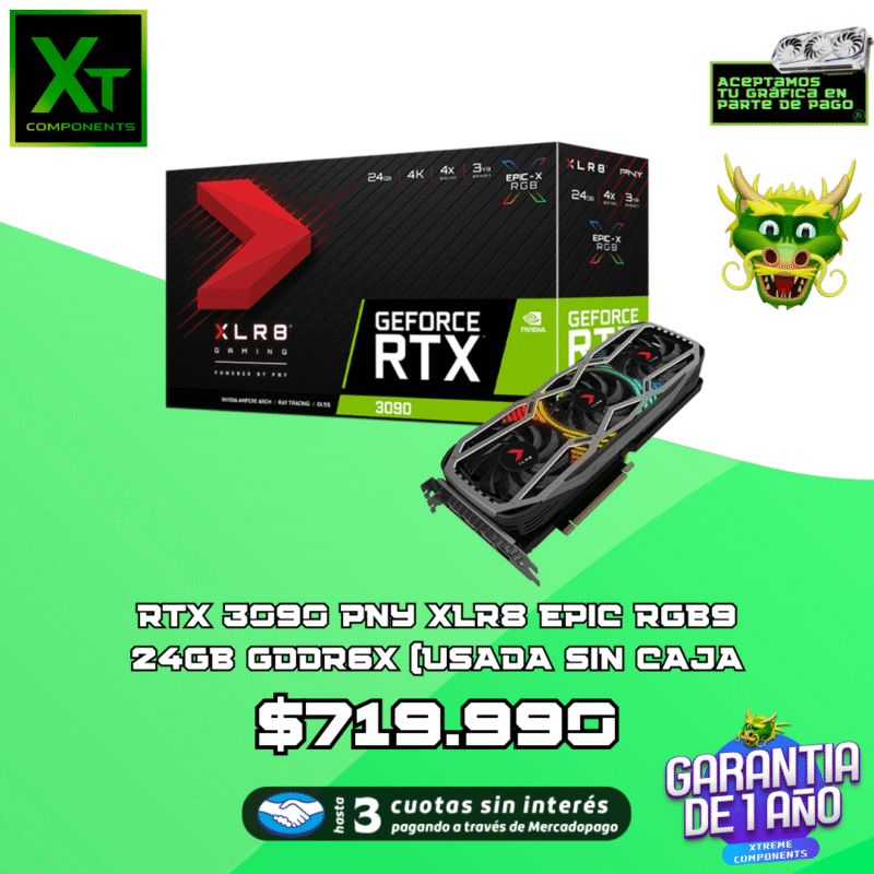 RTX 3090 PNY XLR8 EPIC RGB (USADA SIN CAJA)