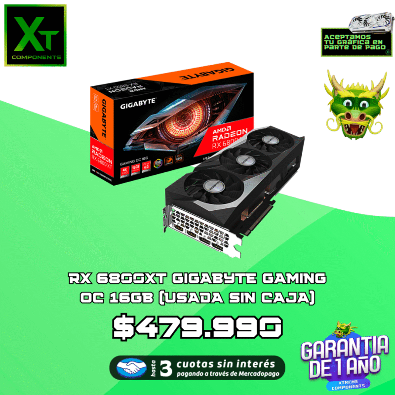 RX 6800XT GIGABYTE GAMING OC 16GB GDDR6 (USADA SIN CAJA)