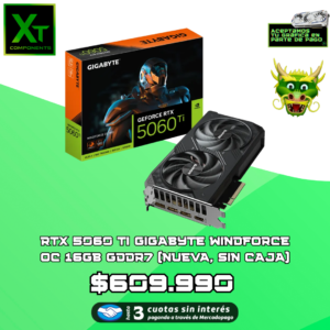 RTX 5060 TI GIGABYTE WINDFORCE OC 16GB GDDR7 (NUEVA, SIN CAJA)